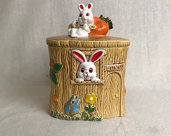 Vintage Bunny House Cookie Jar, Nagoya Japan, 1960s
