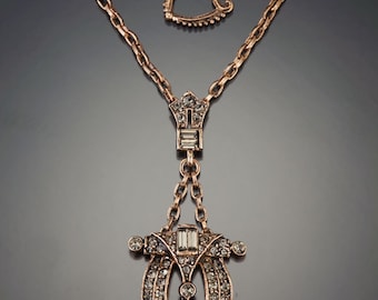 Rose Gold Art Deco Kleid Clip Halskette