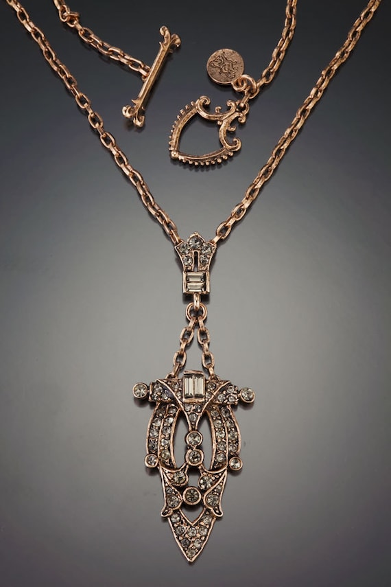Rose Gold Art Deco Dress Clip Necklace Rose Gold Art Deco Dress Clip Necklace
