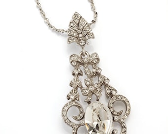 Silver Art Nouveau Bow & Petal Pendant