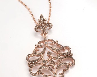 Rosegold Fleur-de-Lis Anhänger Halskette