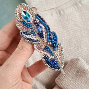 Feather Bead Brooch. Gift For Girlfriend