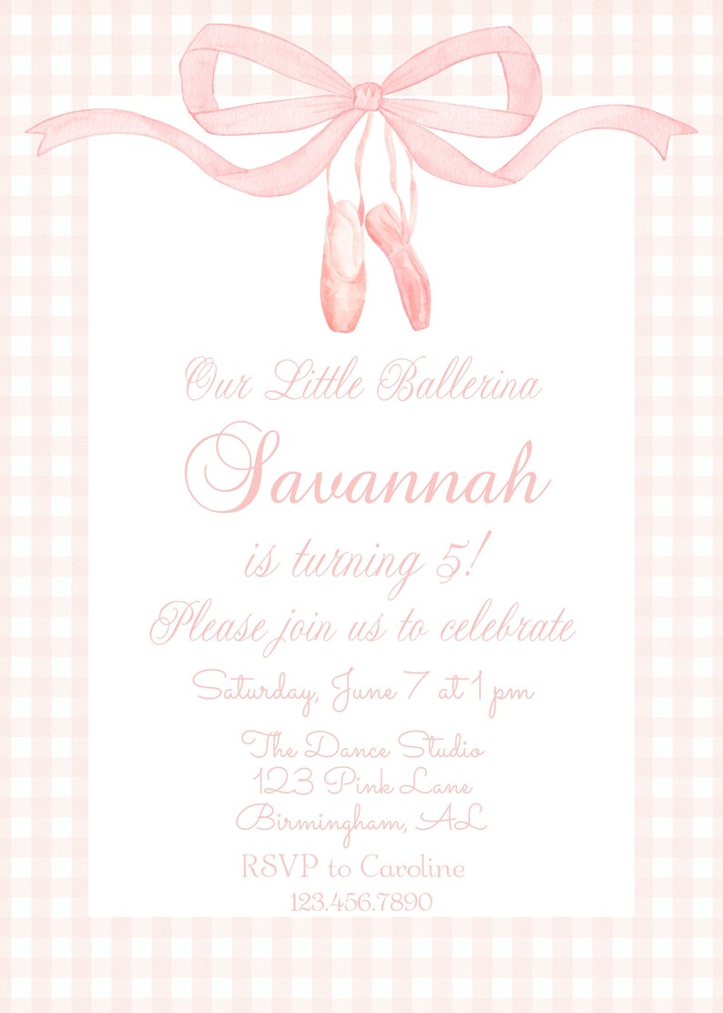 Printable Pink Ballet Invitation Ballerina Birthday Invite - Etsy