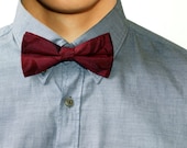 Mens Bow Tie - Burgundy color patterned mens bow tie - Deep red fancy bow tie