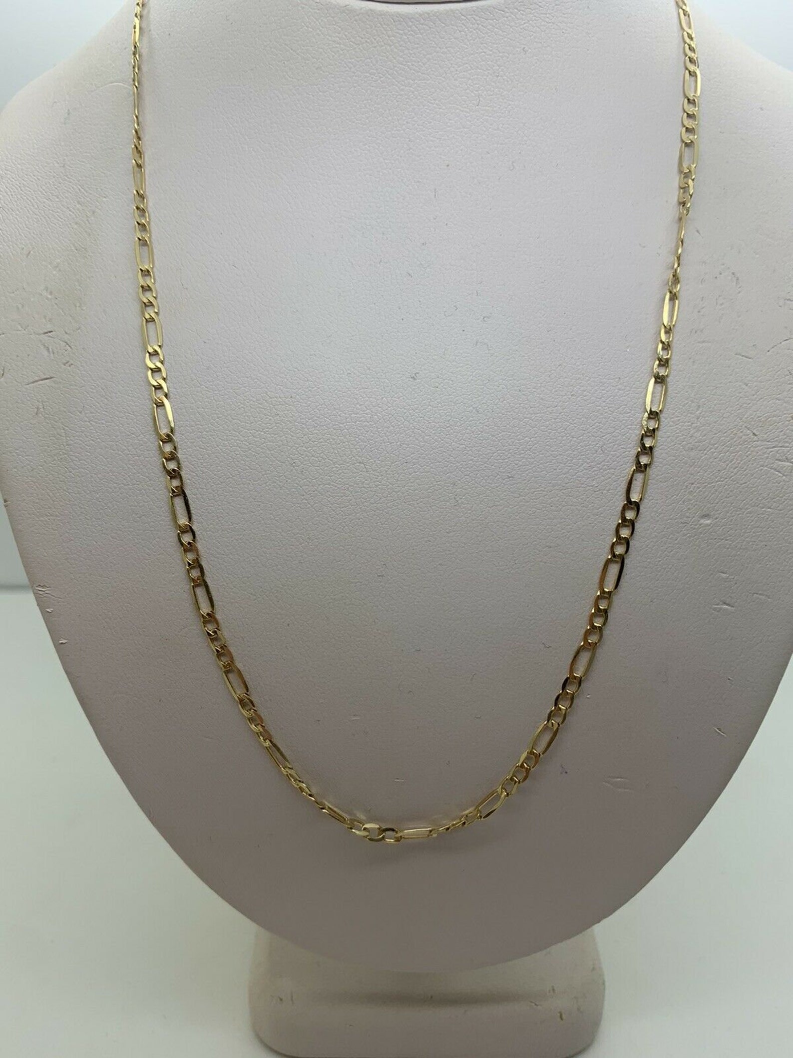 14K White Gold Elongated Figaro Chain 16 Inches 3.6 Grams Made | Etsy
