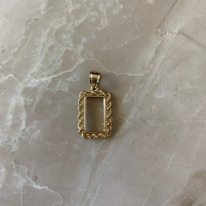 Hermoso marco de cadena tipo cuerda de oro amarillo de 14 quilates para lingote de oro Pamp/Credit Suisse de 1 gramo