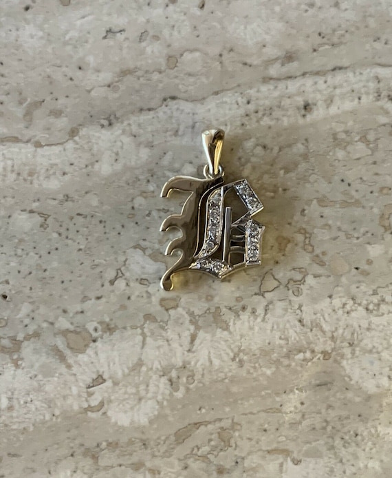 14K Yellow Gold Old English Large Initial b Pendant Gothic Style