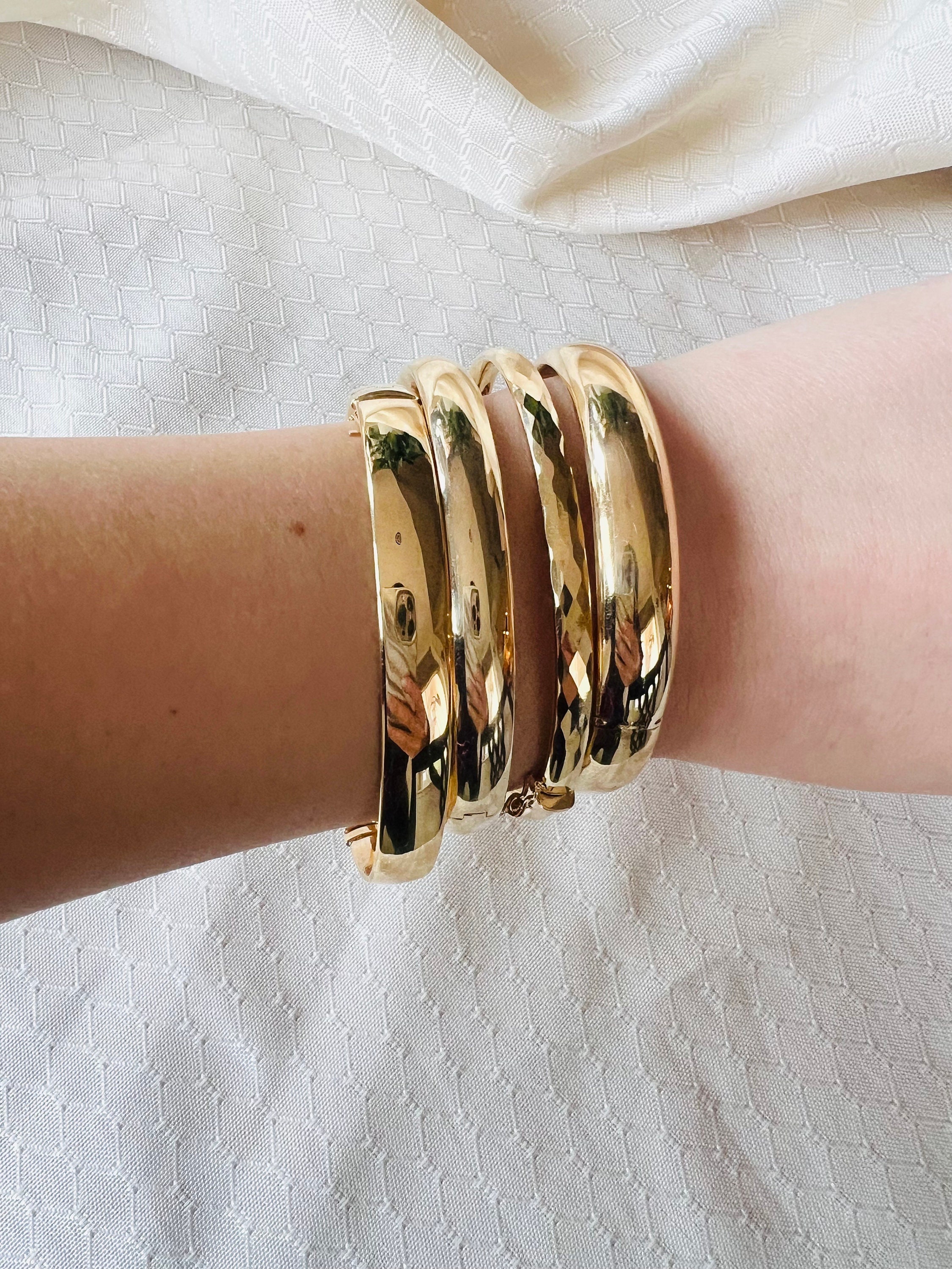 Monet Signed Vintage Thick Gold Bangle Bracelet | Gold bangle bracelet, Bangle  bracelets, Gold bangles