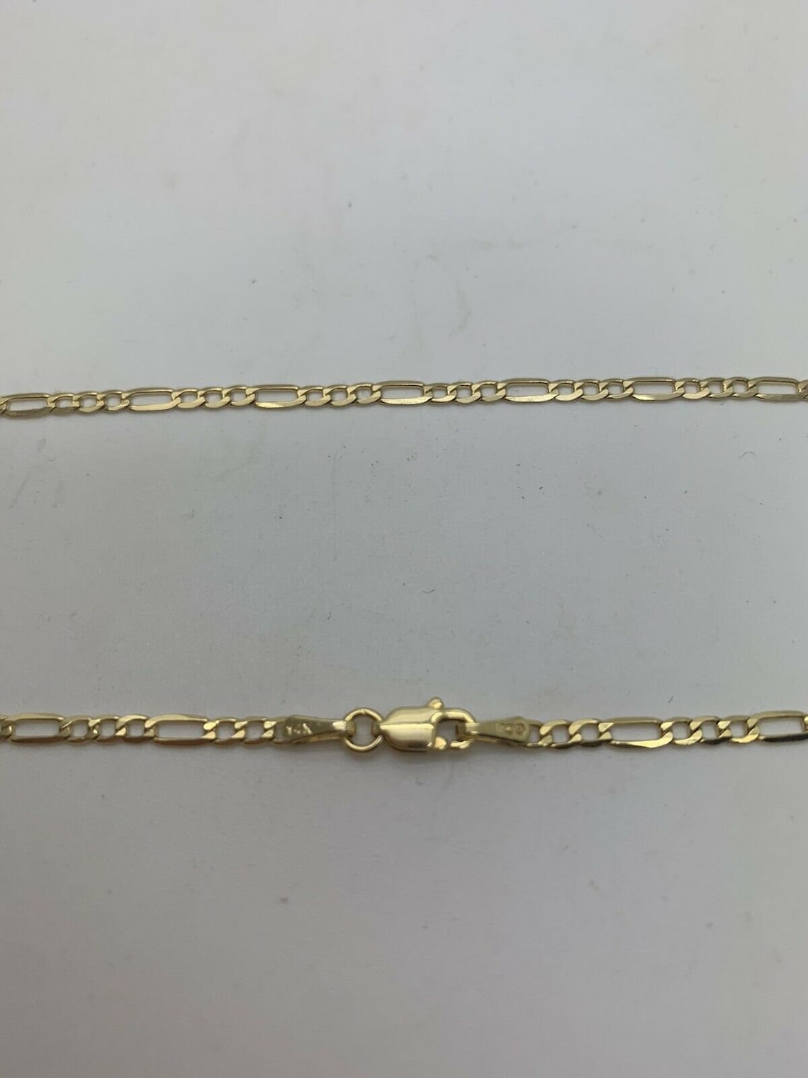 14K White Gold Elongated Figaro Chain 16 Inches 3.6 Grams Made Etsy