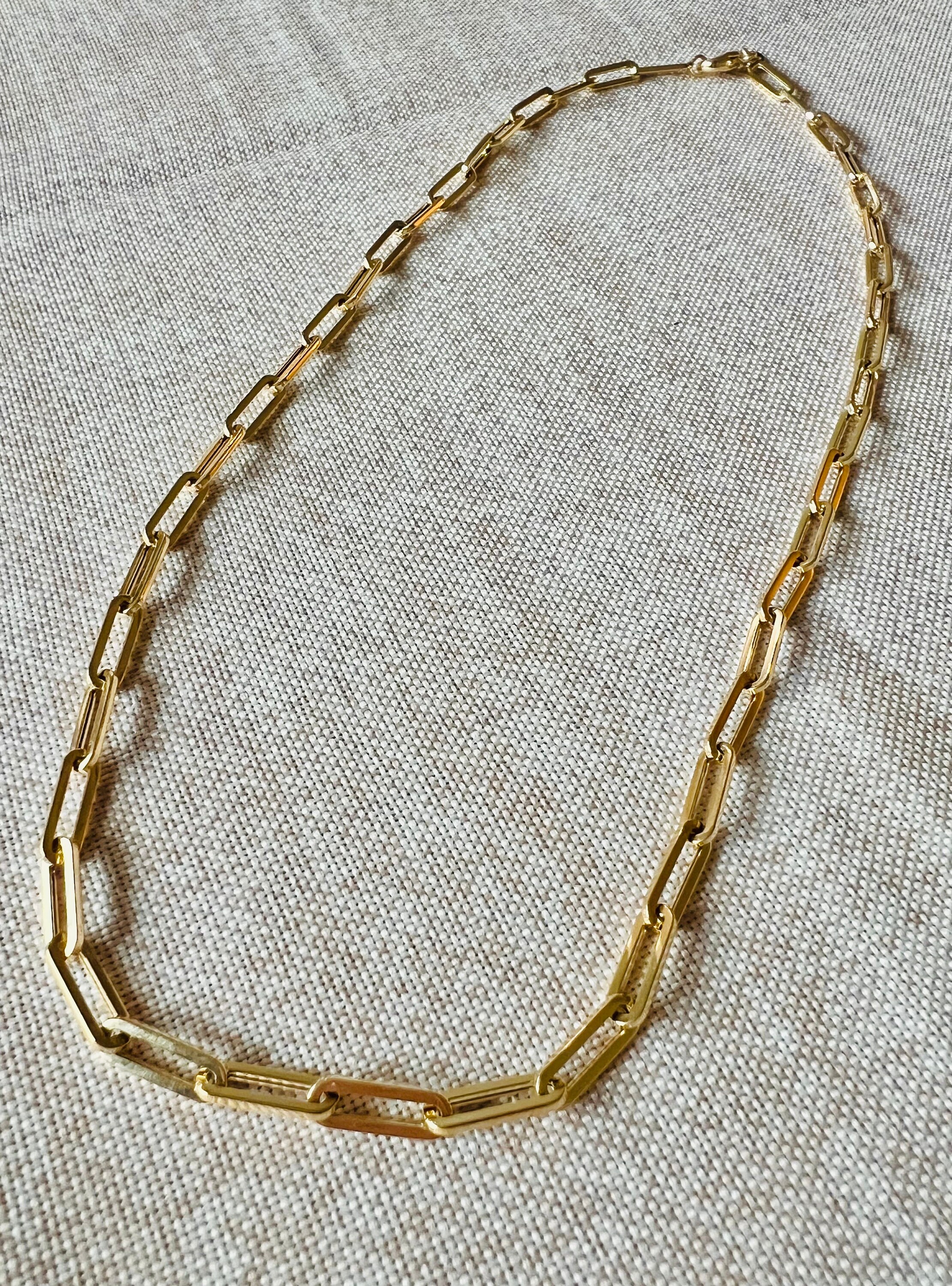 14k Yellow Gold Pretty Paperclip Link Chain 22” 4 Mm Thick 