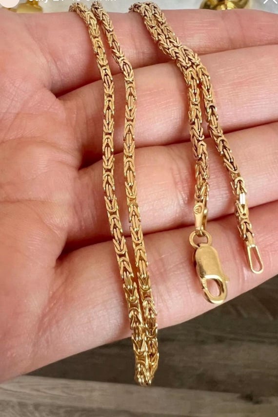 14K Pretty Yellow Gold Diamond Cut 18 Inches Byzantine Chain 10.8 Grams 2 Mm Etsy Israel