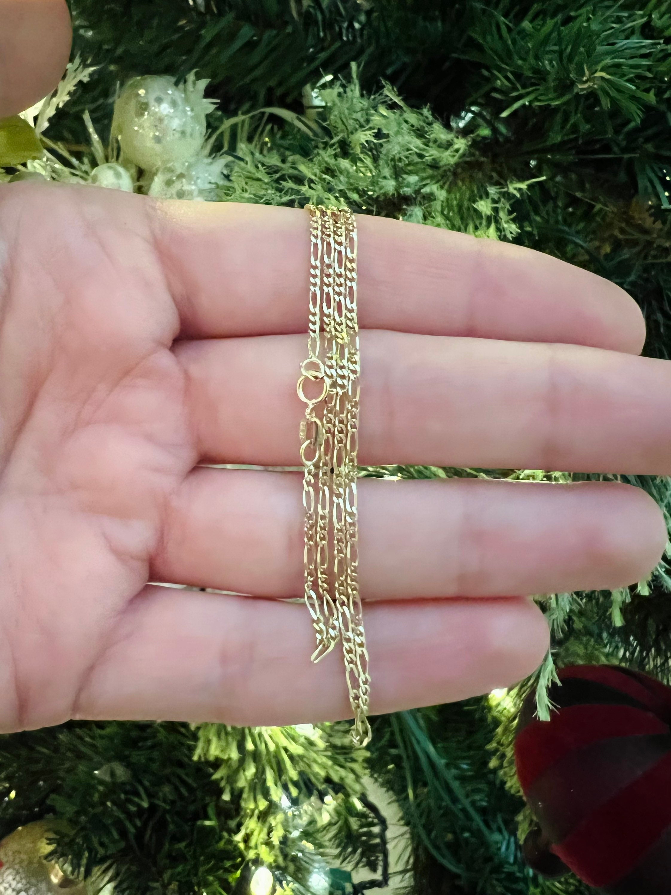 14K Yellow Gold 20 Inches Figaro Chain Made in Italy. - Etsy
