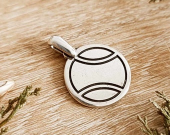 "Tennis Ball" Pendant - in tinplate with 925 silver finish - choice of model with or without stainless steel chain