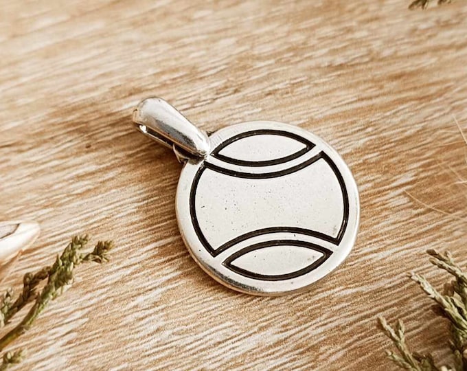 "Tennis Ball" Pendant - in tinplate with 925 silver finish - choice of model with or without stainless steel chain