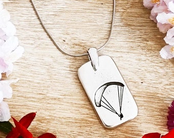 Paraglider Pendant - Rectangle PM 16x28mm - with or without 45cm stainless steel chain