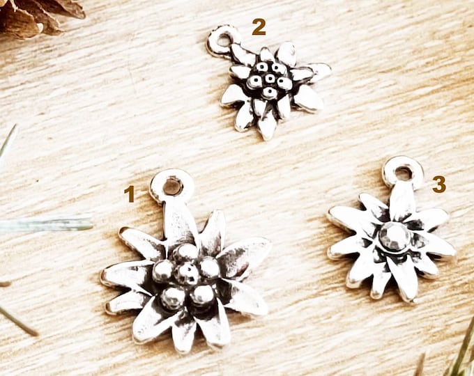 Charm's "Edelweiss" - in tinplate with 925 silver finish - model of your choice without cord