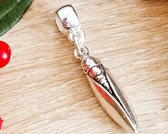 "Cicada" charm for bracelet - tinplate with 925 silver finish