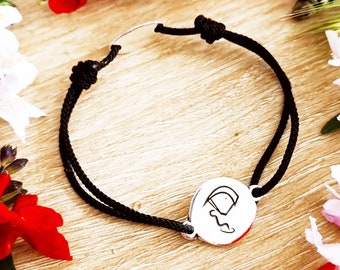 Kitesurf bracelet - 925 silver finish - ø16mm - adjustable braided cord of your choice