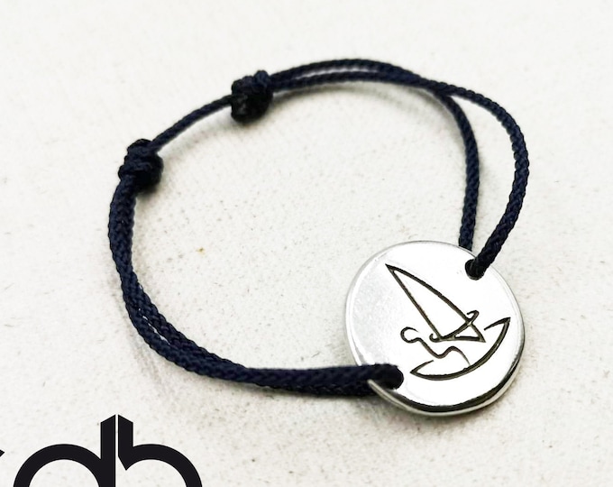 Windsurf Bracelet - tin plate with 925 silver finish - Round ø20mm