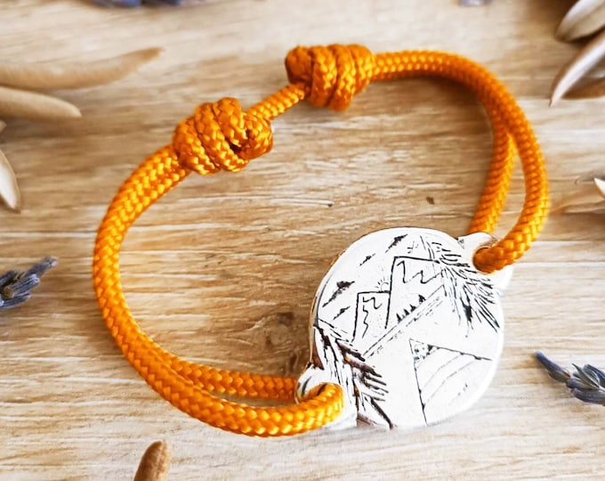 "Kayak Trip" Bracelet - ø25mm Medal with ø3mm Paracord Cord - Size and Color of Your Choice