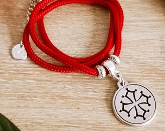 Occitan Cross Necklace ø20mm with circle - Paracord Cord ø3mm - Length and color of your choice