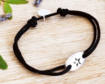 Star bracelet - silver finish tinplate - Oval 9x15mm
