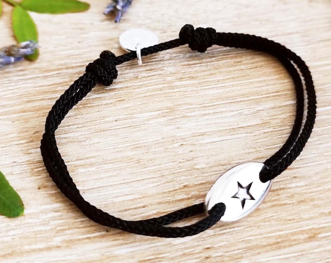 Star bracelet - silver finish tinplate - Oval 9x15mm
