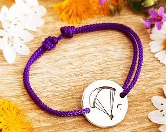 Paragliding Bracelet - Tinplate medal with 925 silver finish - ø20mm