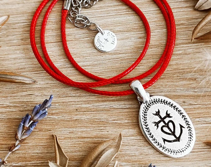 Camargue Cross Necklace - tinplate with 925 silver finish - pendant and cotton cord (42cm) of your choice