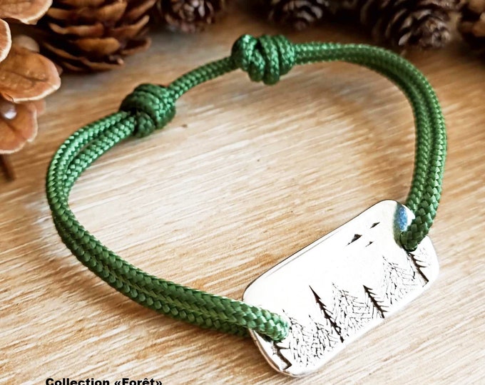 Forest Walk Bracelet - rectangle 17x36mm with ø3mm Paracord cord - size and color of your choice