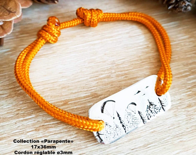 Paragliding Bracelet - Rectangle 17x36mm with ø3mm Paracord cord - size and color of your choice