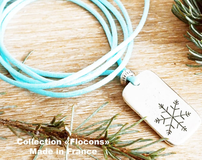 Flocon adjustable necklace - in 925 silver finish tinplate - cord of your choice