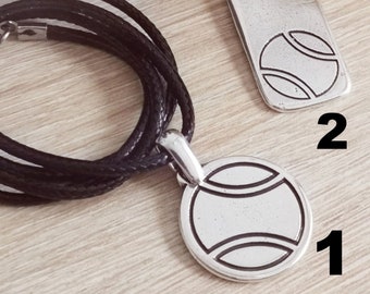 "Tennis Ball" Necklace - tin plate with 925 silver finish - choice of model and cord