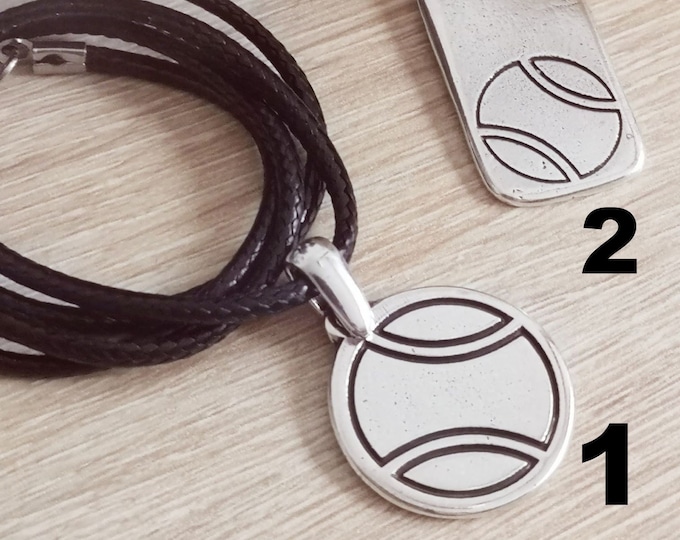 "Tennis Ball" Necklace - tin plate with 925 silver finish - choice of model and cord