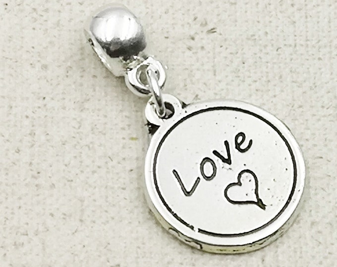 Charm's "Love" Tin finish 925 sterling silver - ø16mm