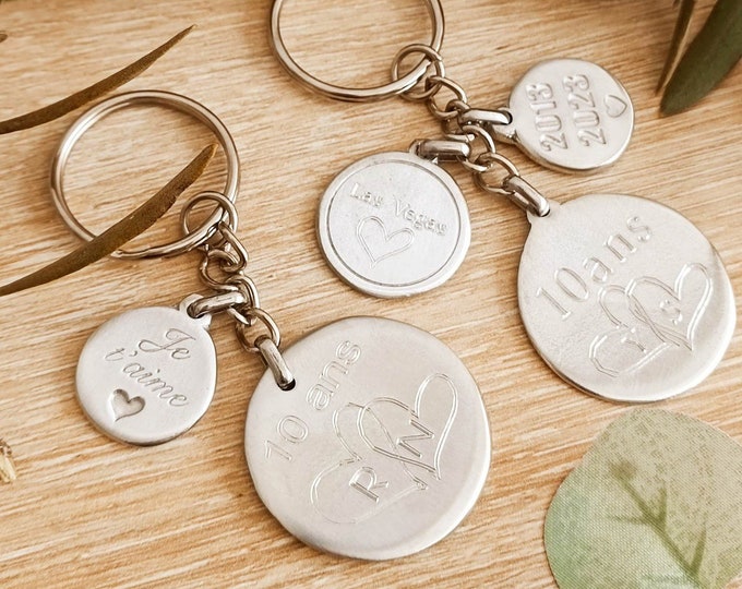 Customizable tinplate key rings - 2/3 medals + engraving