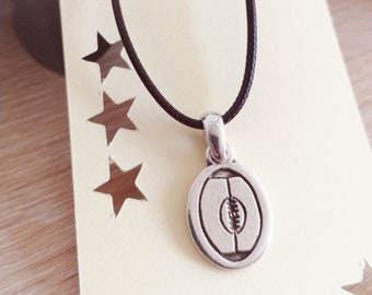 Necklace "Rugby" silver finish 925 - Color cord choice