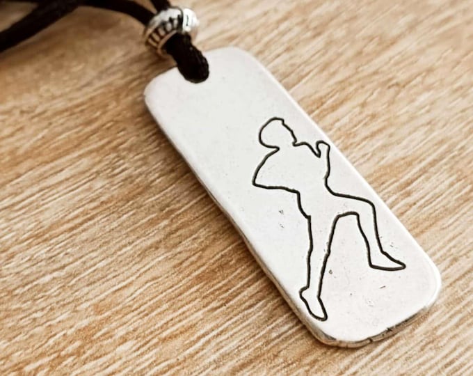 Running Necklace - tin plate with 925 silver finish - Rectangle 15x40mm - adjustable cord