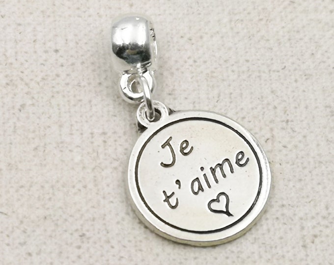 Charm's "I love you" Tin finish 925 sterling silver - ø16mm