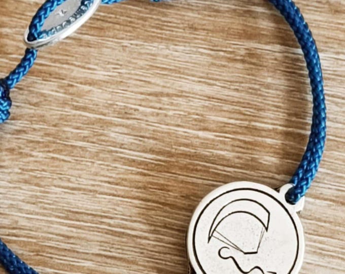 Adjustable Kitesurf Bracelet – French handcrafted jewelry, silver finish, ø18mm