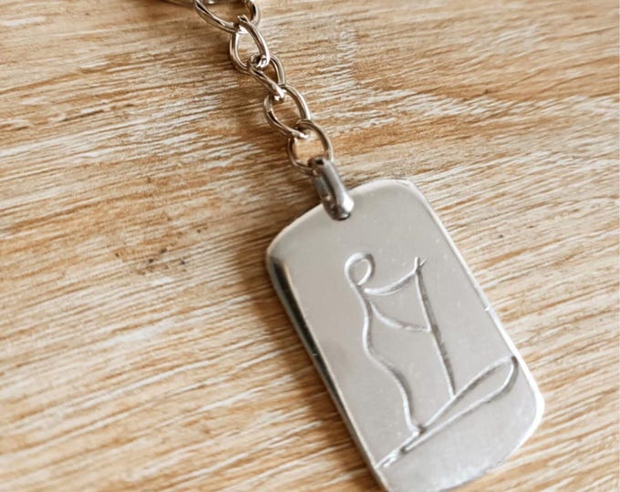 Paddle key ring - rectangle 20x32mm - in raw tinplate - Customizable