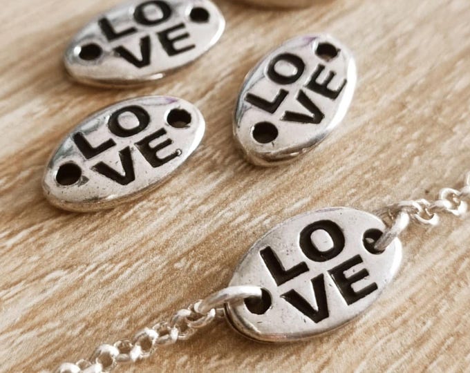 LOVE Bracelet - in tinplate with 925 silver finish, 8x14mm