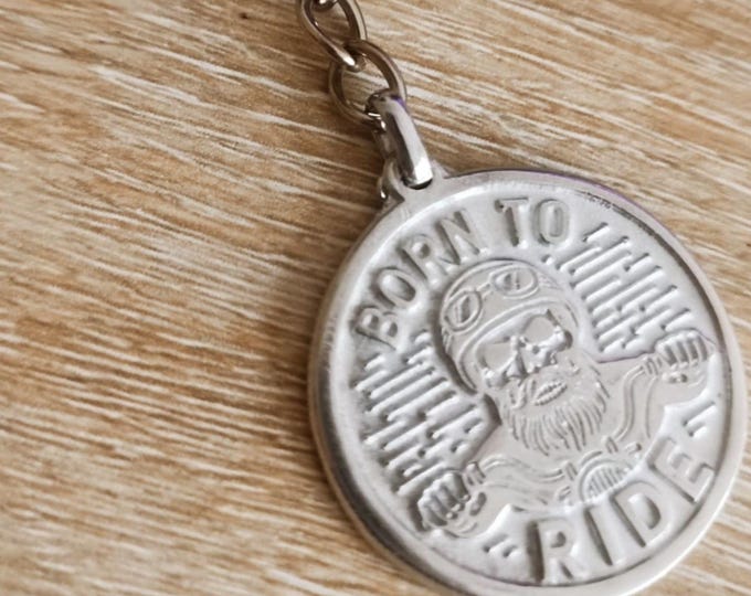 Tinplate key ring - Born to ride - Biker - ø30mm - tinplate