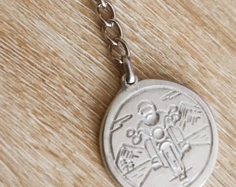 Tinplate key ring - Biker - ø30mm - tinplate