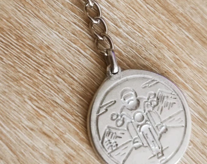 Tinplate key ring - Biker - ø30mm - tinplate