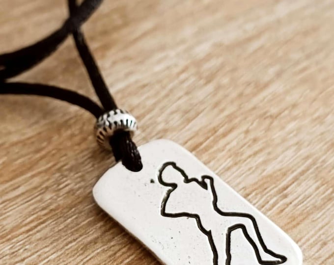 Running Necklace - tin plate with 925 silver finish - Rectangle 16x29mm - adjustable cord