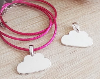 Necklace "cloud" - tinplate silver finish 925 - pendant and Cord (42cm) of your choice