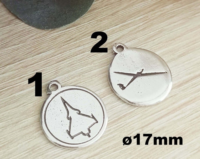 Charm's "Rafale Aircraft" silver finish 925 - ø18mm