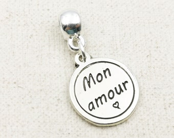 Charm's "My Love" tin finish silver 925 - 16mm