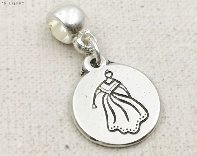 Charm's "Arlesienne de dos" for bracelet ø16mm - tinplate silver finish 925